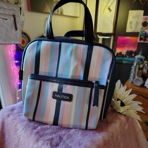 Nautica Women's Striped Cosmetic- Blue, Pink, Black